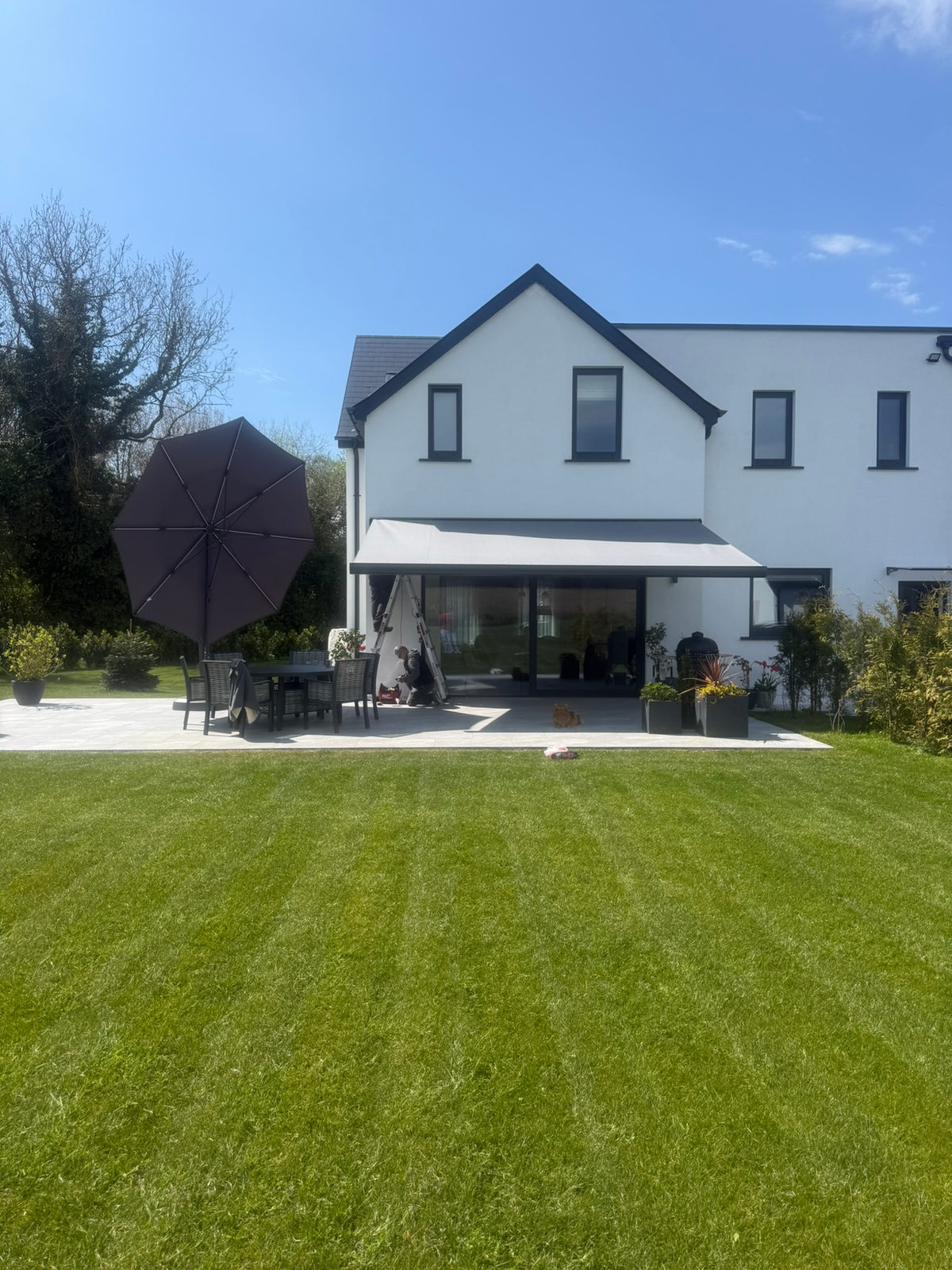 Garden Awning in Mullingar with Arm and Front LED Lighting