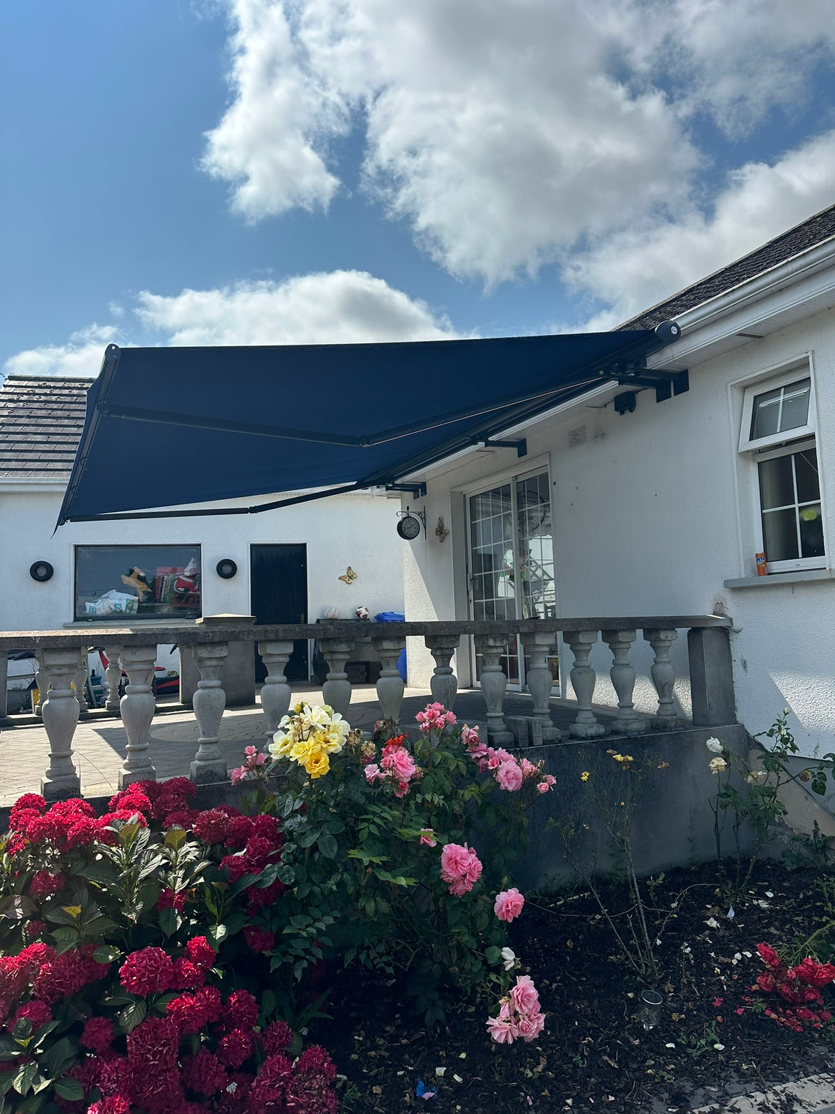 Dark Blue Semi Cassette Awning with LEDs in Kells