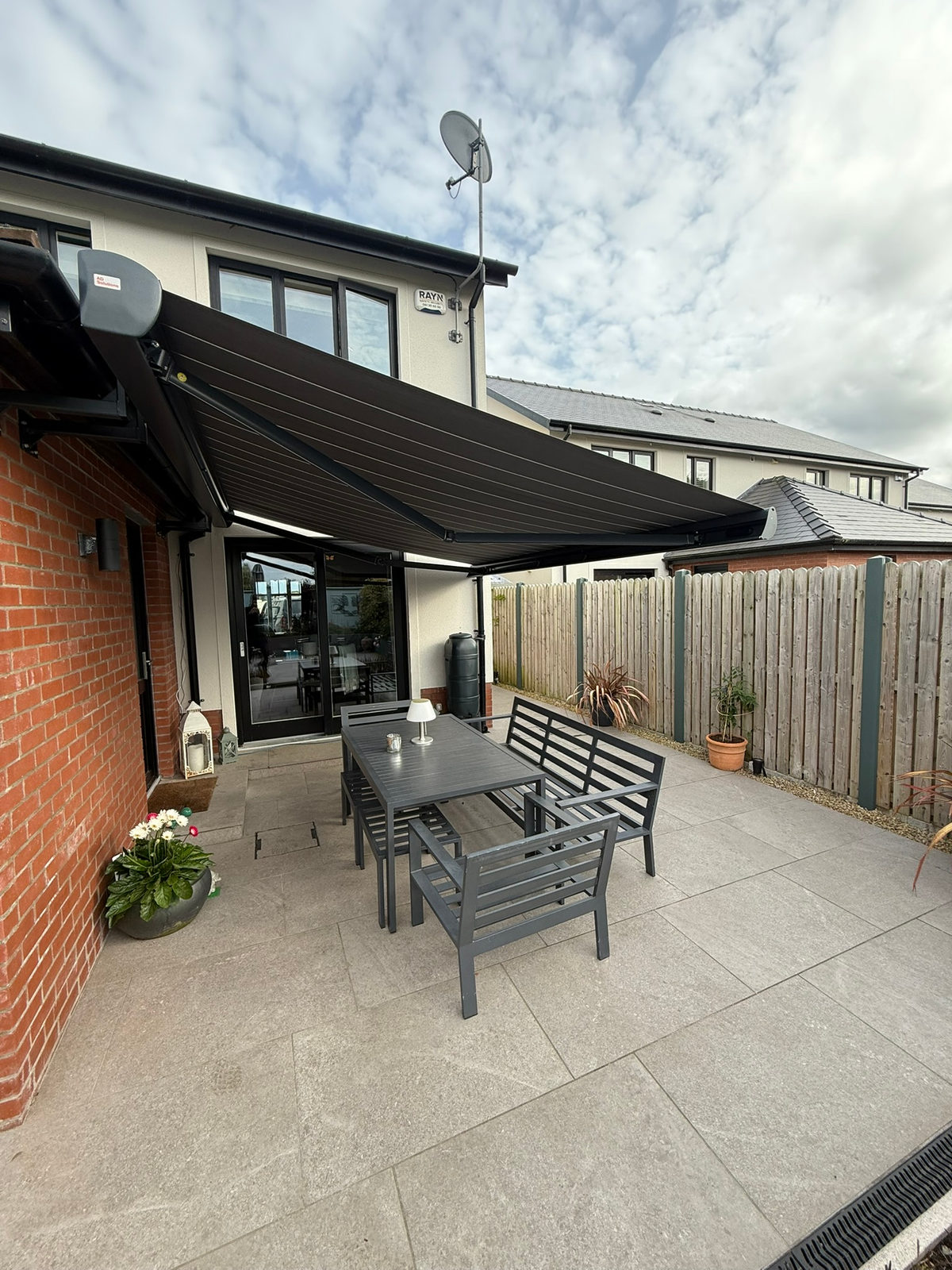 Custom-Bracket Awning with Dimmable LEDs in Adare