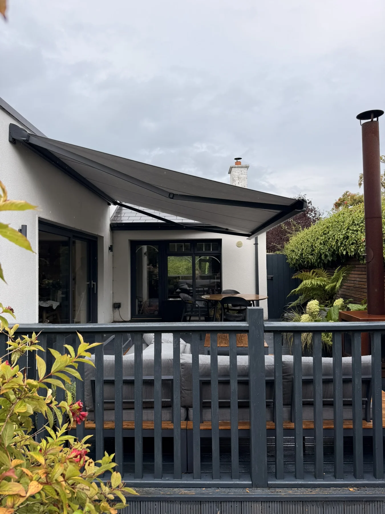 SLIMLINE full cassette awning installed over a garden terrace in Dublin