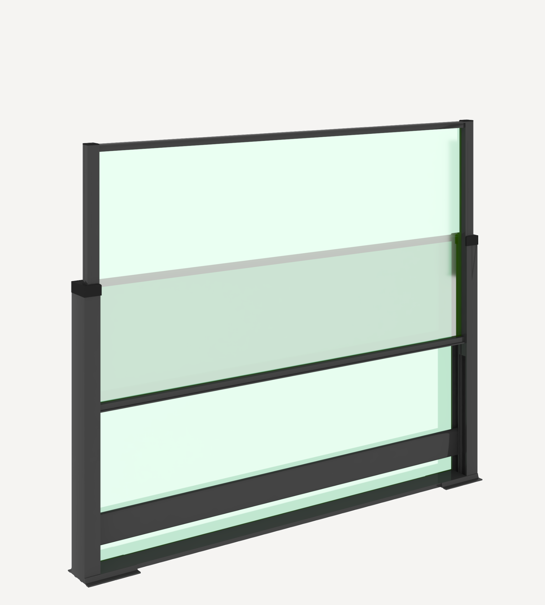 Manual adjustable height glass windbreak system